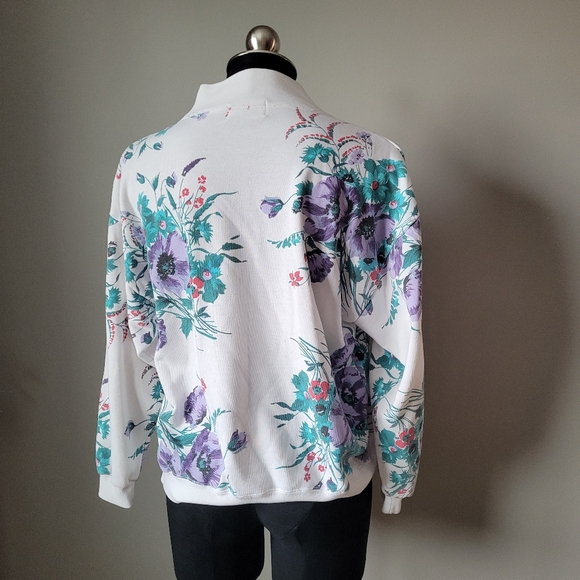 80s floral mock neck sweater - Picture 6 of 7